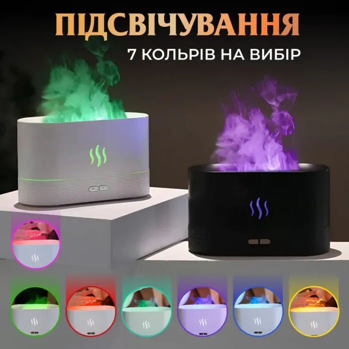 Увлажнитель воздуха для дома портативный 180 мл от USB с имитацией пламени ароматический диффузор с подсветкой - изображение 6