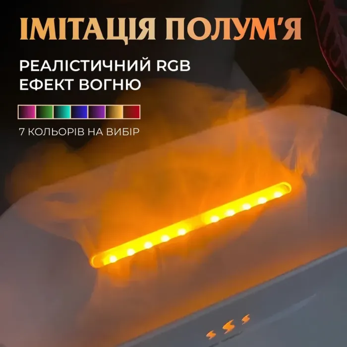 Увлажнитель воздуха для дома портативный 180 мл от USB с имитацией пламени ароматический диффузор с подсветкой - изображение 5