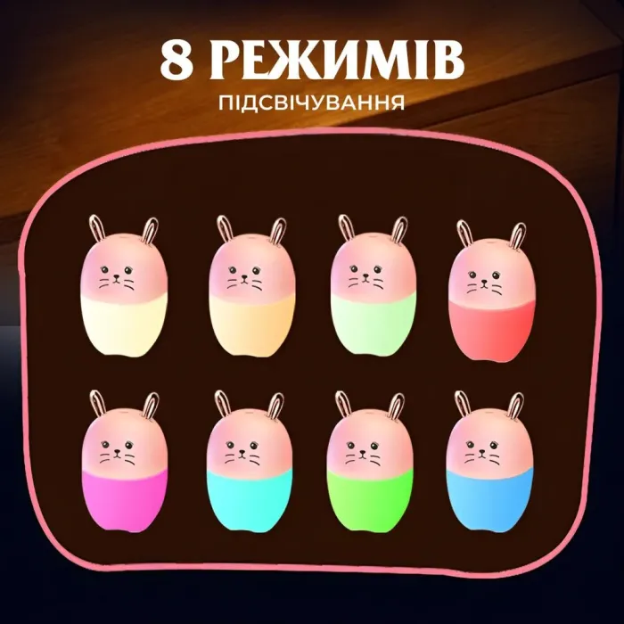 Зволожувач повітря для дому дитячий портативний USB 220 мл ароматичний дифузор з підсвічуванням Рожевий (HPBH17200P) - зображення 4