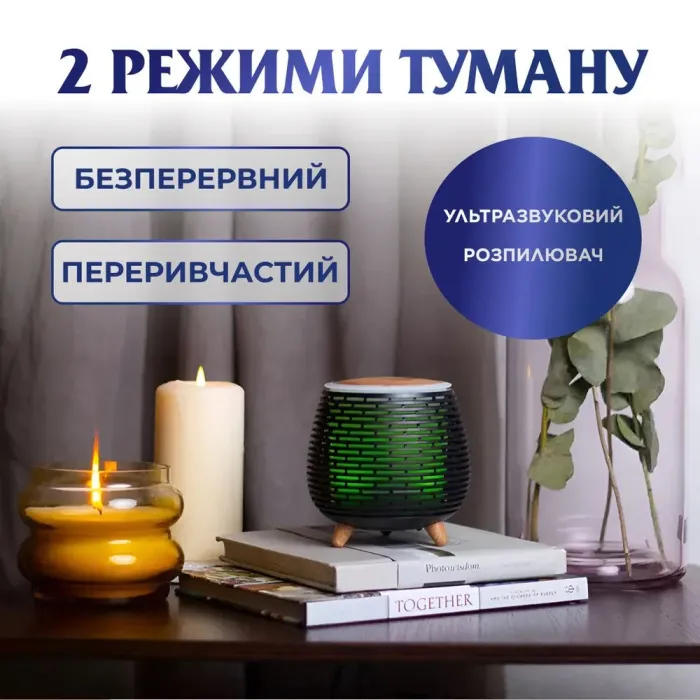 Зволожувач повітря аромадифузор для дому з підсвічуванням 140 мл портативний (HPKP6049B) - зображення 4
