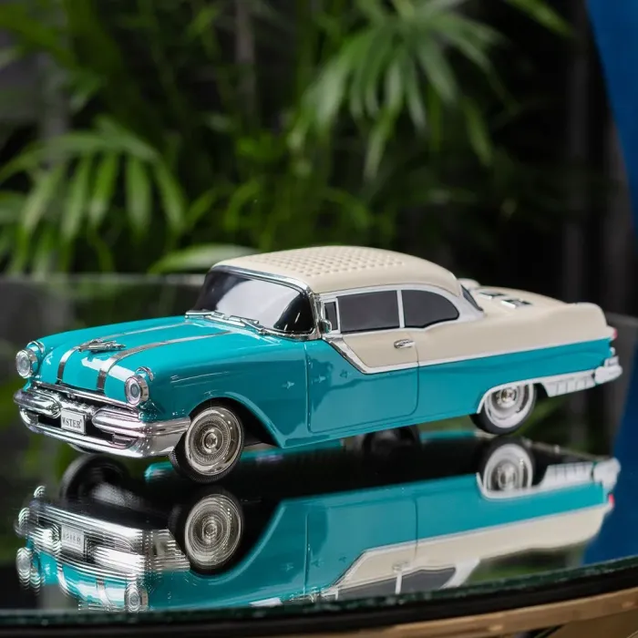 Портативна колонка Bluetooth бездротова у формі машинки 3 Вт потужна Бірюзово-бежевий (UR125TBE) - зображення 1