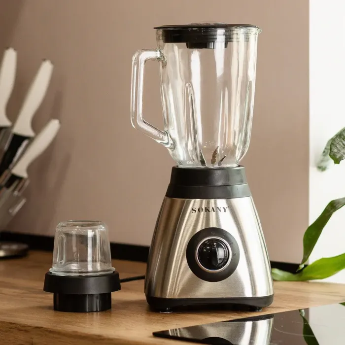 Блендер портативний із чашею 1,5 л функція пульсації 450 Вт 3 режими швидкості Sokany SK-146S (SK146SBST) - зображення 1