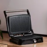 Електрогриль прижимний сендвічниця 2000 Вт двостороннє швидке нагрівання антипригарне покриття Sokany SK-204 (SK204SS)