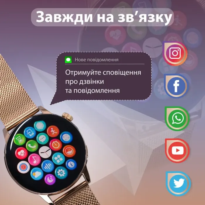 Смарт годинник жіночий водонепроникний G3 Pro Bluetooth 5.2 (Android, iOS) Золотий (UR151GL) - зображення 4