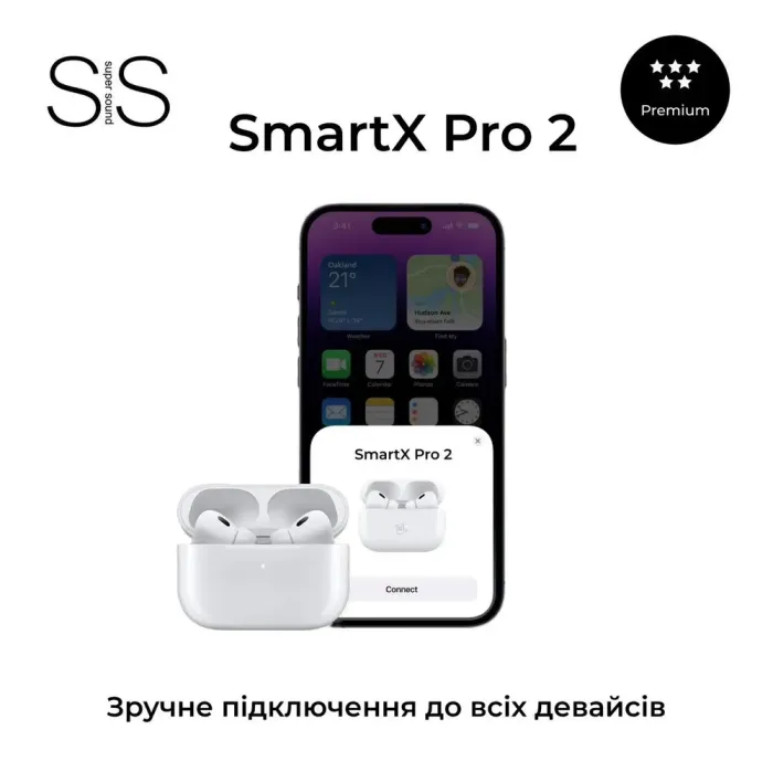 Навушники бездротові SmartX Pro 2 Premium Bluetooth преміум якість блютуз навушники ААА+ (SAP2P) - зображення 4