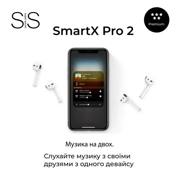 Навушники бездротові SmartX Pro 2 Premium Bluetooth преміум якість блютуз навушники ААА+ (SAP2P) - зображення 6