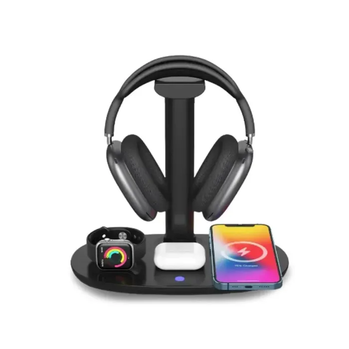 Зарядний пристрій бездротовий підставка для навушників 4в1 тримач для гарнітури IOS та Android (UR146B) - зображення 6