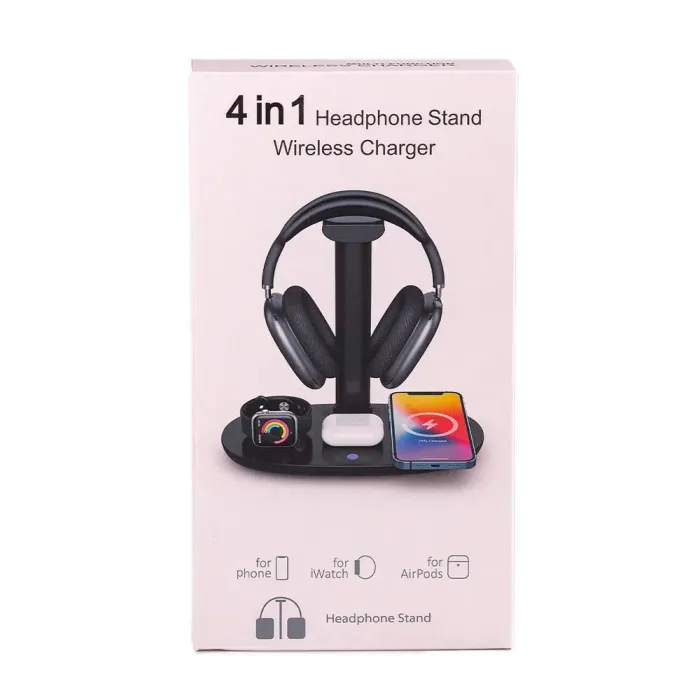 Зарядний пристрій бездротовий підставка для навушників 4в1 тримач для гарнітури IOS та Android (UR146B) - зображення 10