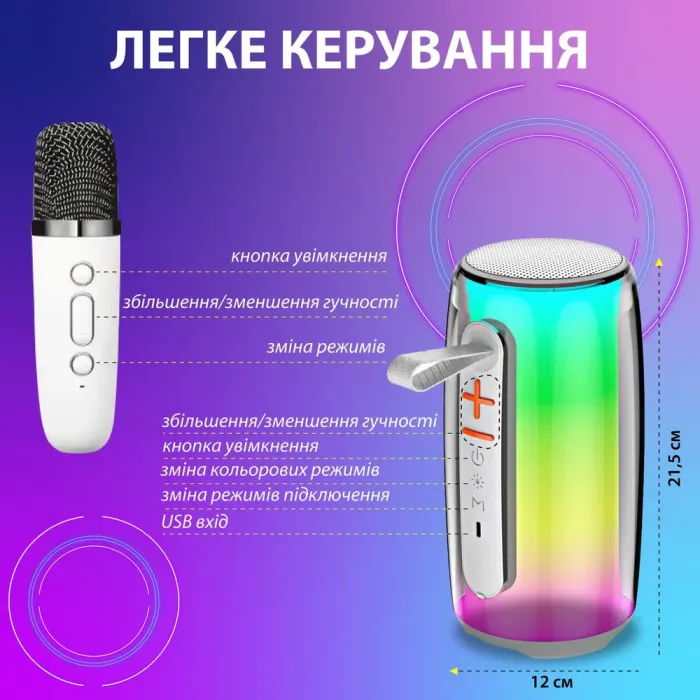 Портативная колонка Bluetooth беспроводная Pulse 6 с микрофоном 10 Вт водонепроницаемая с акумулятором Белый (PULSE6W) - изображение 5