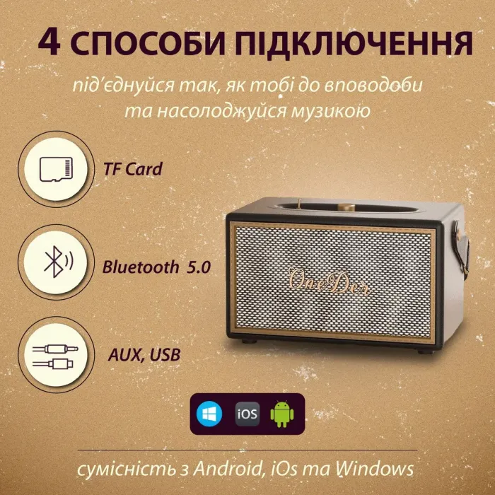 Портативна колонка Bluetooth OneDer D6 потужна з Bluetooth TF/USB/AUX 40 Вт (D6BR) - зображення 3
