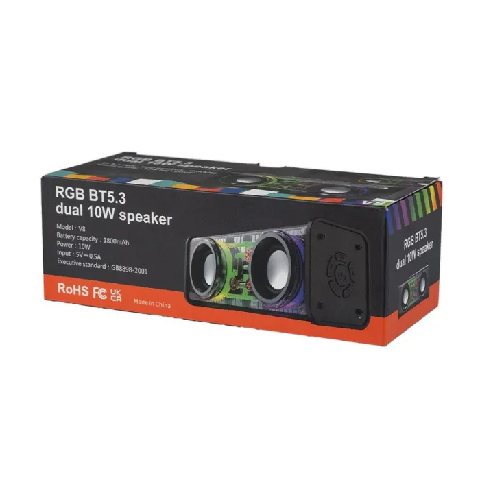 Бездротова колонка Bluetooth V8 2 динаміка на 10 Вт акумулятор і стереозвук (V8B) - зображення 7