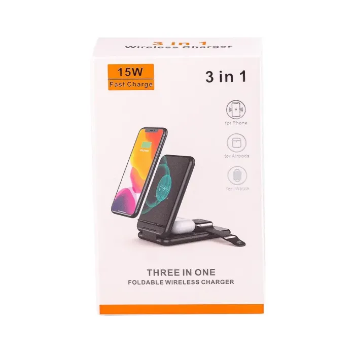 Док станція 3 в 1 для Apple та Android 15 Вт швидка зарядка підставка для навушників годинника та смартфона (UR149B) - зображення 10