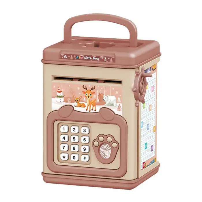 Сейф скарбничка електронна дитяча з купюроприймачем кодовим замком та відбитком пальця (LSB6909BR) - зображення 1