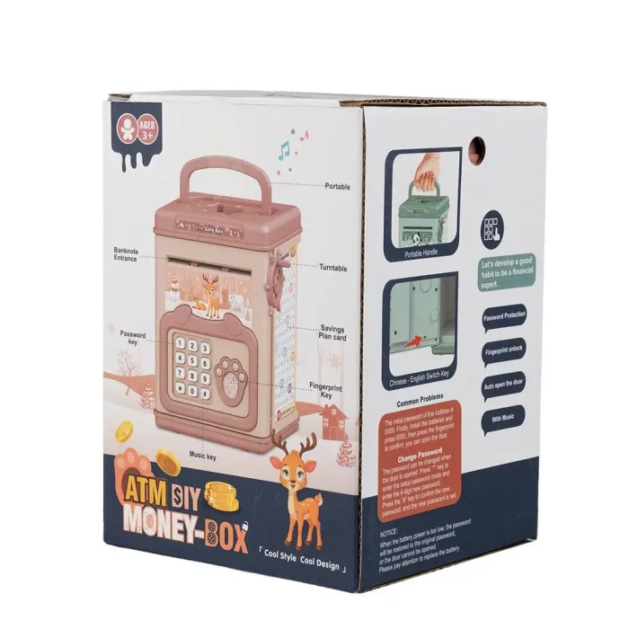 Сейф скарбничка електронна дитяча з купюроприймачем кодовим замком та відбитком пальця (LSB6909BR) - зображення 5