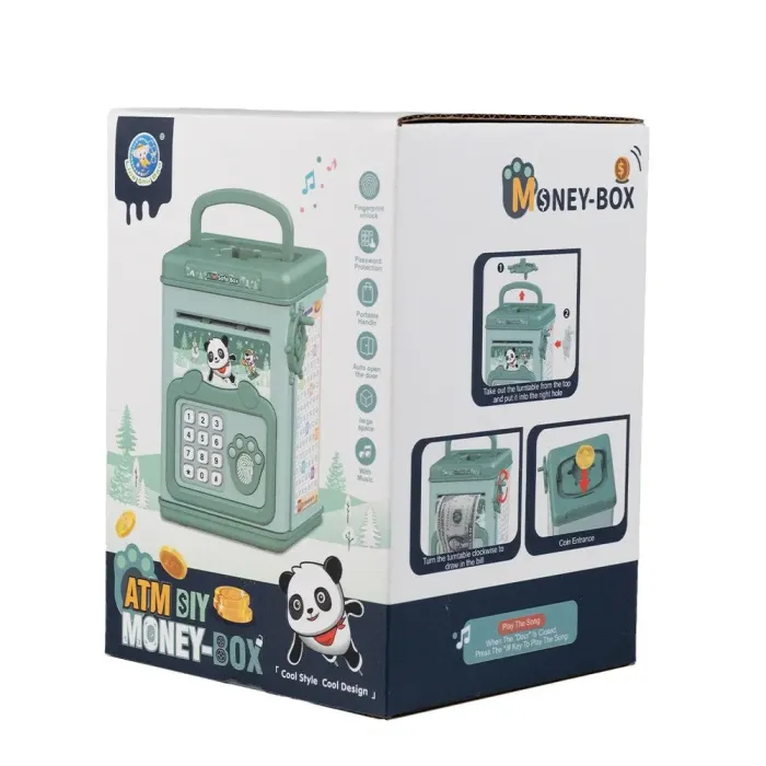 Сейф скарбничка електронна дитяча з купюроприймачем кодовим замком та відбитком пальця Зелений (LSB6909GR) - зображення 5