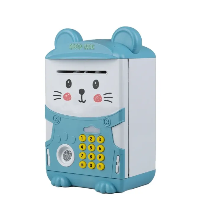 Сейф скарбничка електронна дитяча з купюроприймачем кодовим замком та відбитком пальця Блакитний (LSB6708BL) - зображення 2