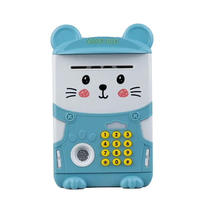 Сейф скарбничка електронна дитяча з купюроприймачем кодовим замком та відбитком пальця Блакитний (LSB6708BL) - зображення 3