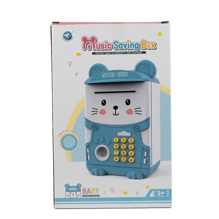 Сейф скарбничка електронна дитяча з купюроприймачем кодовим замком та відбитком пальця Блакитний (LSB6708BL) - зображення 5