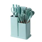 Набір кухонного приладдя на підставці 19 штук кухонні аксесуари з силікону з бамбуковою ручкою (HP7TU)