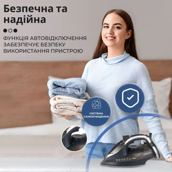 Праска парова з антипригарним покриттям 3200 Вт праска керамічна з системою самоочищення SOKANY (SK11029) - зображення 7