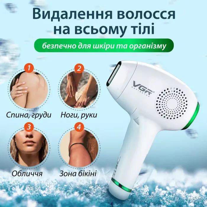 Фотоэпилятор портативный профессиональный LCD дисплей домашний эпилятор для лица и тела VGR V-716 (V716W) - изображение 4