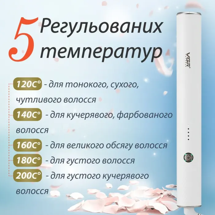 Стайлер гребінець для вирівнювання волосся термощітка для укладання з функцією іонізації VGR V-586 (V586W) - зображення 3
