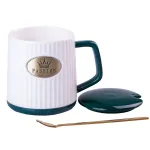 Чашка керамічна 400 мл Fashion з кришкою і ложкою (HP403GR)