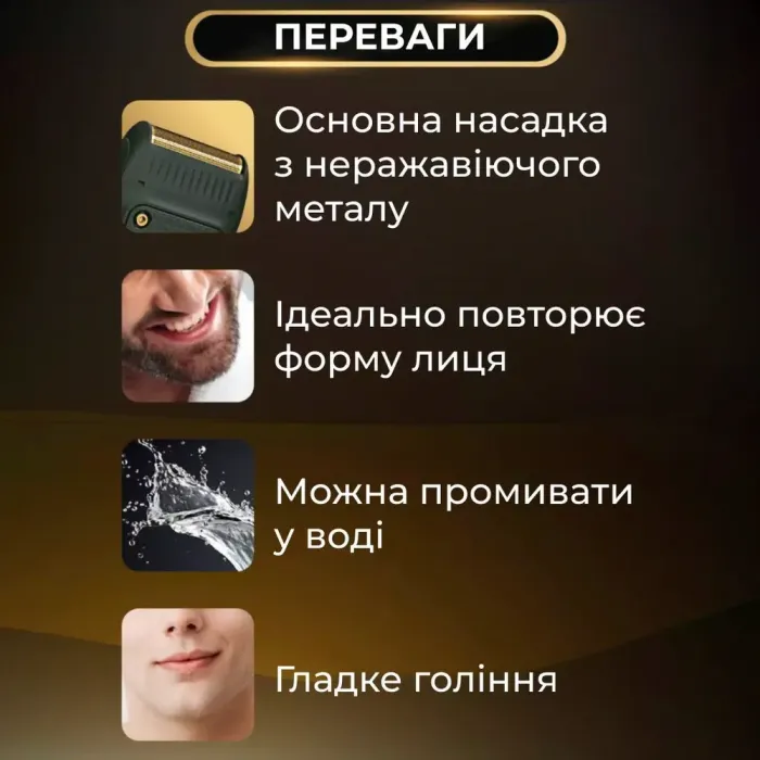 Електробритва професійна бездротова водонепроникна з USB тример для сухого гоління VGR V-353 (V353B) - зображення 5