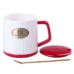 Чашка керамічна 400 мл Fashion з кришкою і ложкою (HP403R)