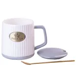 Чашка керамічна 400 мл Fashion з кришкою і ложкою (HP403G)