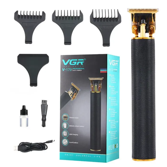 Тример професійний акумуляторний з насадками 10 Вт машинка для стрижки волосся та бороди VGR V-179 (V179B) - зображення 3