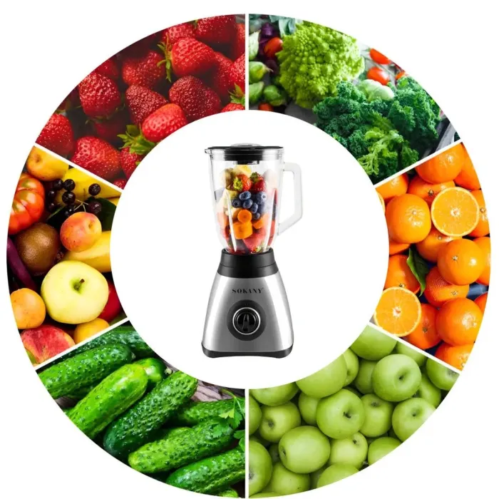 Блендер портативний із чашею 1,5 л функція пульсації 450 Вт 3 режими швидкості Sokany SK-146S (SK146SBST) - зображення 5