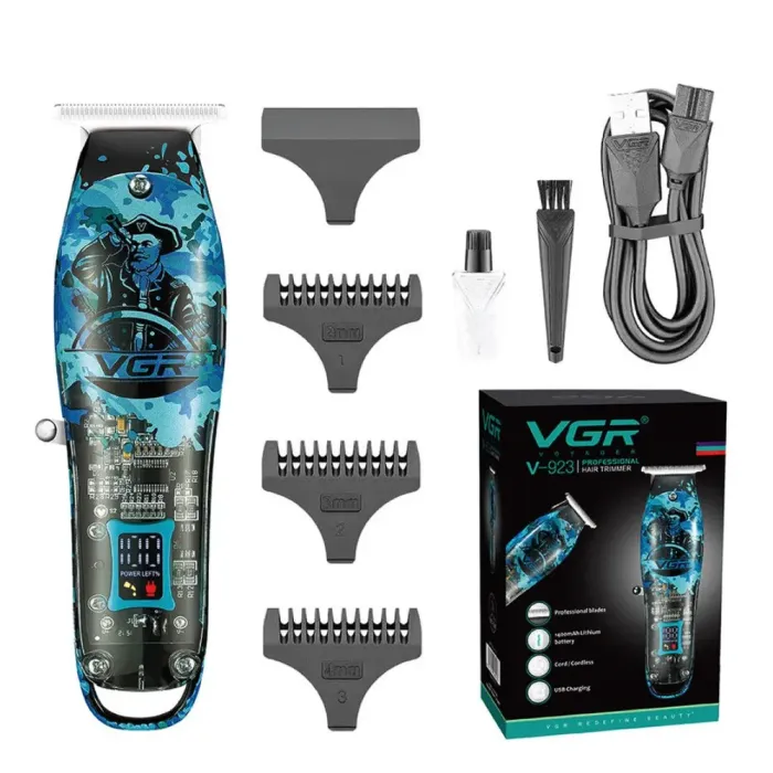 Трехмерный профессиональный аккумуляторный с LED-индикатором, беспроводная машинка для стрижки волос VGR V-923 (V923BL) - изображение 2