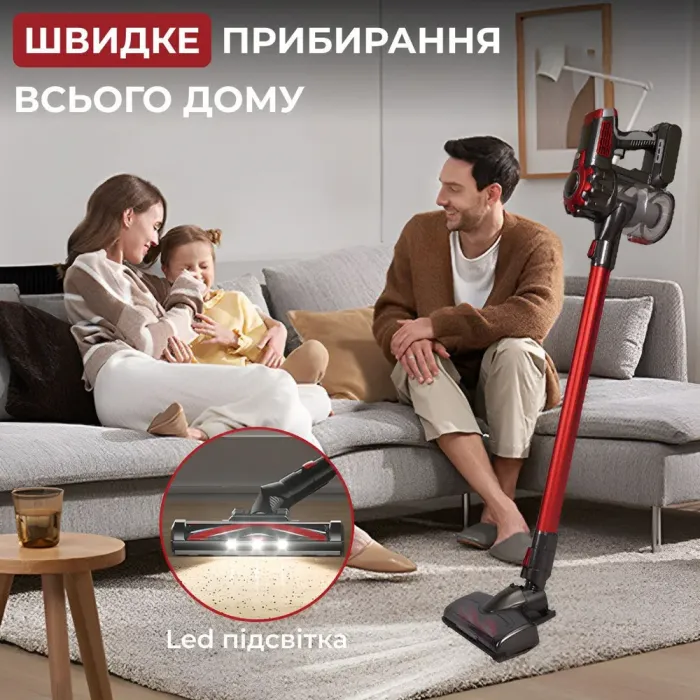 Пилосос вертикальний ручний акумуляторний 2000 Вт 2 швидкості колбовий пилосос для сухого прибирання SOKANY SK-3391 (SK3391R) - зображення 3