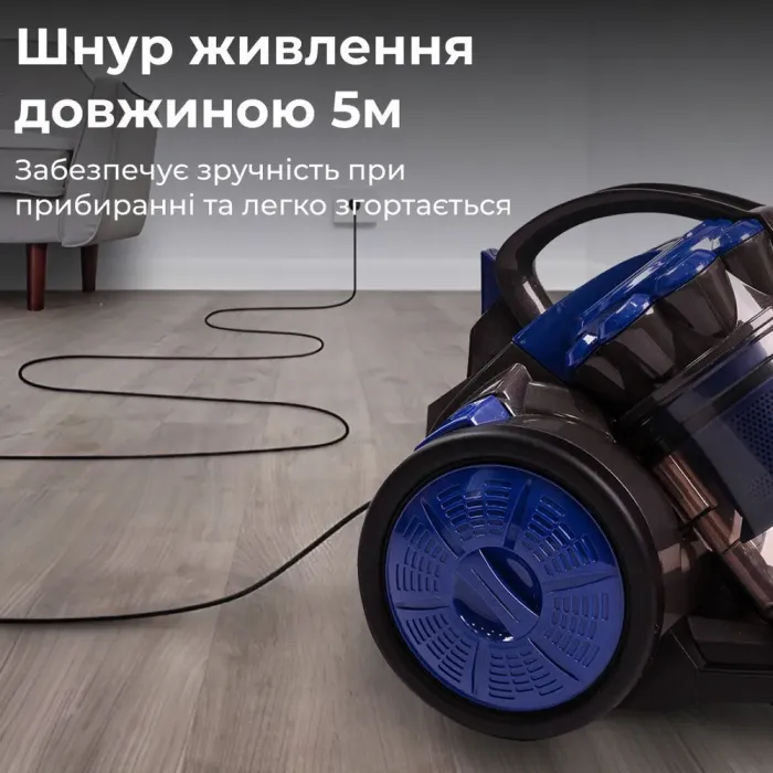 Пилосос для дому колбовий циклонний потужний 3000 Вт контейнерний вакуумний ручний пилосос SOKANY SK-3387 (SK3387NB) - зображення 4