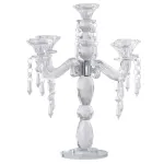 Підсвічник канделябр скляний на п'ять свічок з підвісками 35 см (HP436)