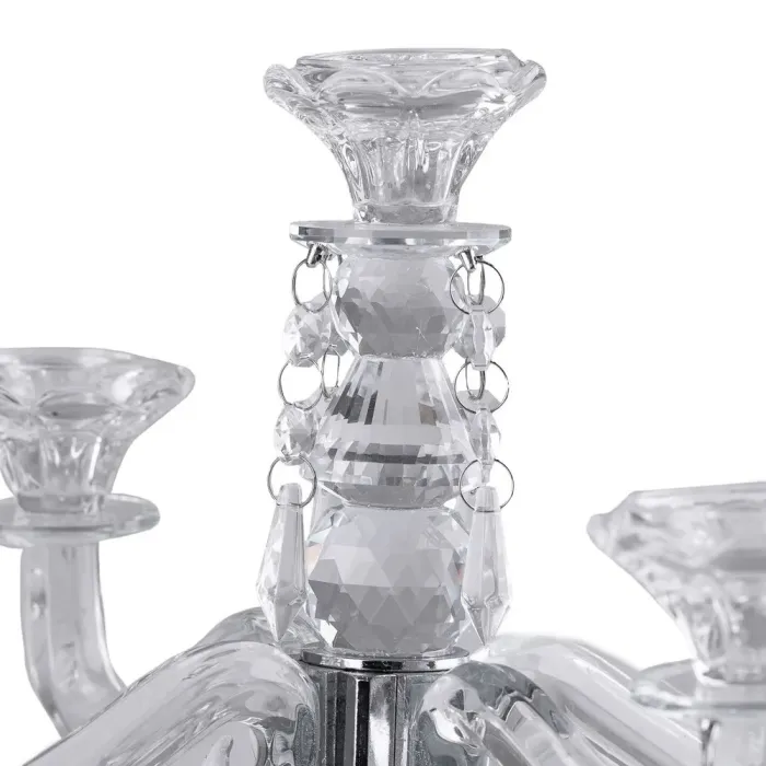 Підсвічник канделябр скляний на п'ять свічок з підвісками 35 см (HP436) - зображення 2