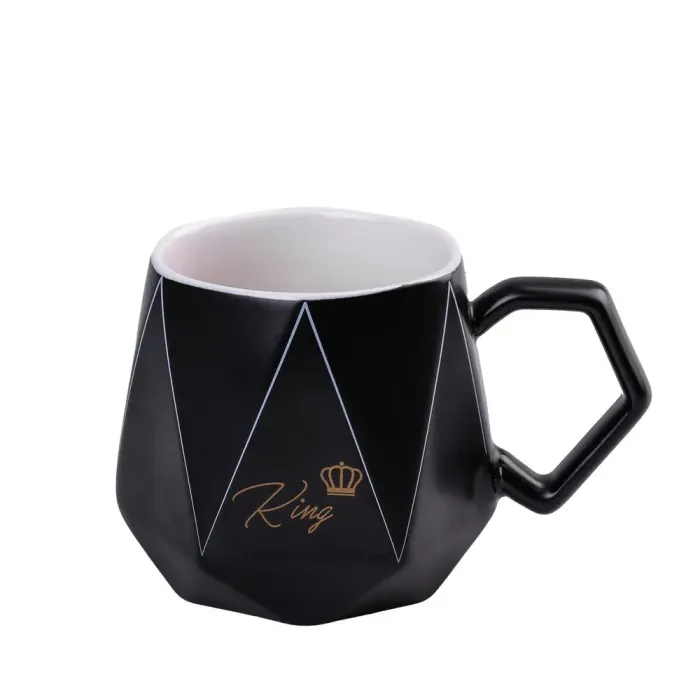Чашка керамическая 400 мл Queen&King граненая Черный (HP77B) - изображение 1