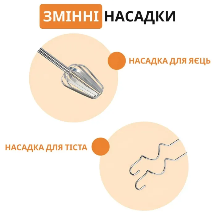 Миксер ручной 400Вт легкий 5 режимов скорости 2 насадки Sokany SK-6640 (SK6640W) - изображение 5
