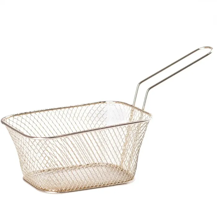 Корзина для фритюрницы из нержавеющей стали прямоугольная 10,514,5см. Золото. (HP742) - изображение 1