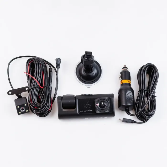 Відеореєстратор автомобільний USB нічний режим 3 камери мікрофон екран microSD G сенсор APPIX С1 (AC1B) - зображення 5