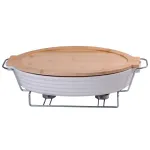 Мармит керамический овальный с крышкой из бамбука 1.8 л. (HP478)