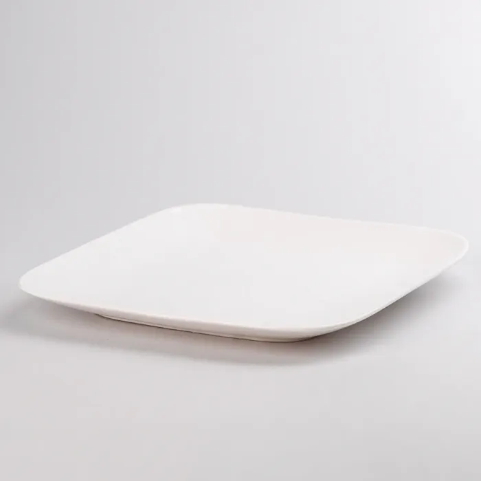 Тарілка підставна квадратна з порцеляни 24.5 см велика біла плоска тарілка (HP603) - зображення 2
