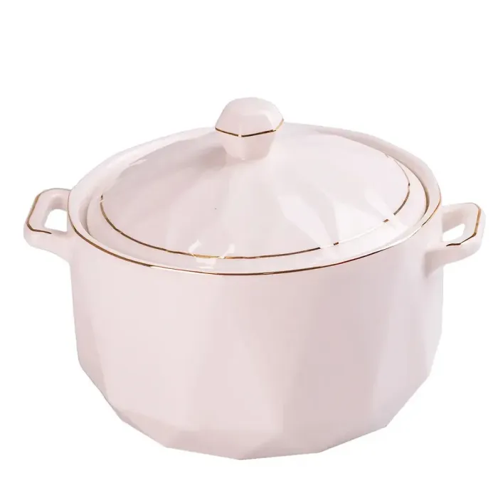 Супник з кришкою 1.5 літра порцеляна, біла супниця (HP643) - зображення 1