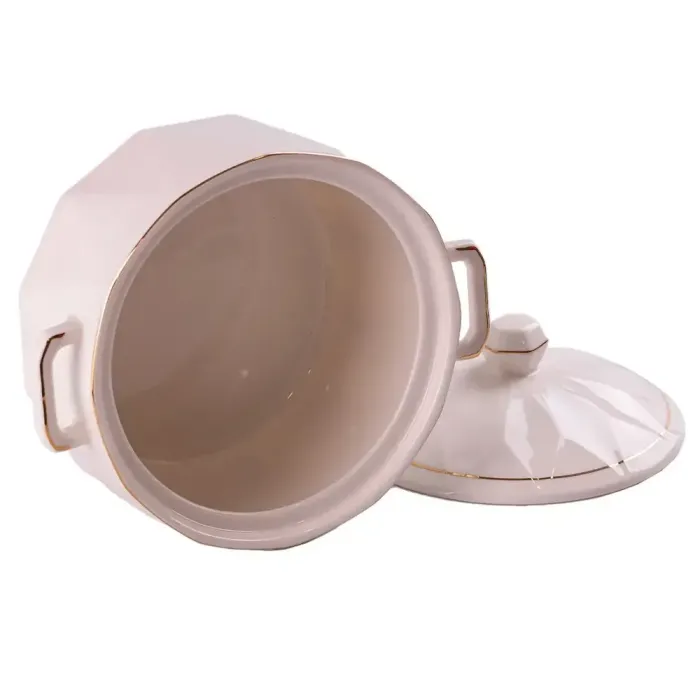 Супник з кришкою 1.5 літра порцеляна, біла супниця (HP643) - зображення 2