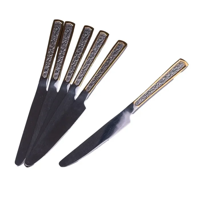 Набір столових ножів 6 шт нержавіюча сталь гальванічне покриття (HP696) - зображення 3