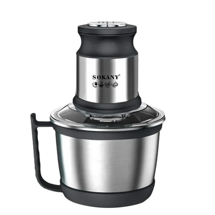 Блендер чопер подрібнювач 800 Вт 3 л м'ясорубка на 4 леза та 2 режими швидкості Sokany SK-7027 (SK7027SS) - зображення 3