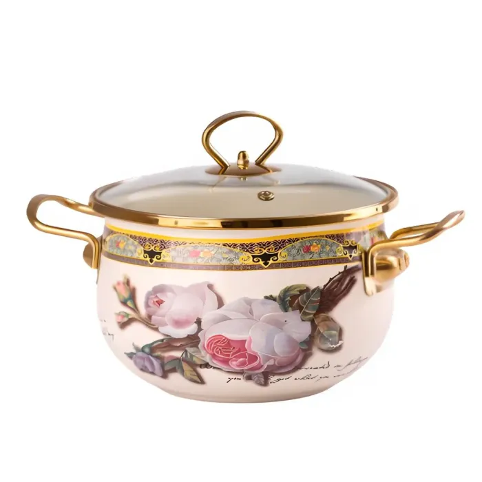 Кастрюля эмалированная 3 л со стеклянной крышкой (HP708) - изображение 2