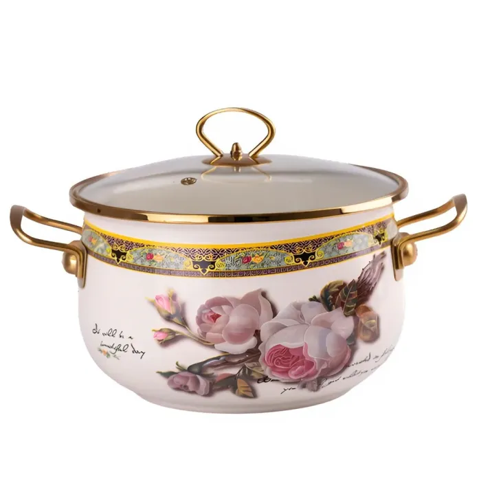 Каструля емальована 6.5 л зі скляною кришкою (HP710) - зображення 1