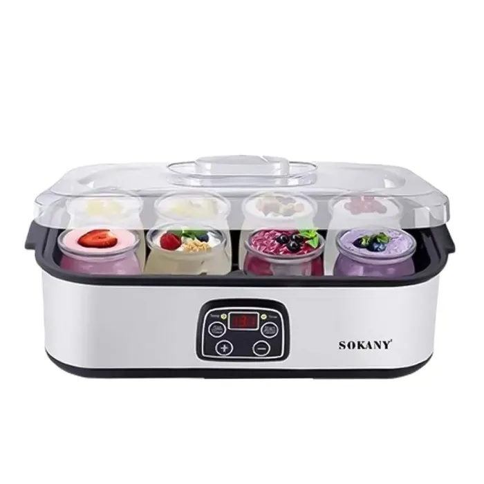 Йогуртниця електрична 65 Вт з баночками 180 мл та таймером Sokany SK-2303 (SK2303SS) - зображення 2